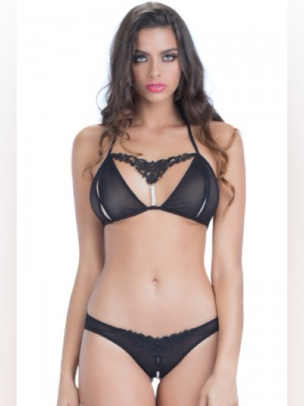 Oh La La Cheri Sophie Pearl Bra and Panty Set - One Size - NEW IN BOX